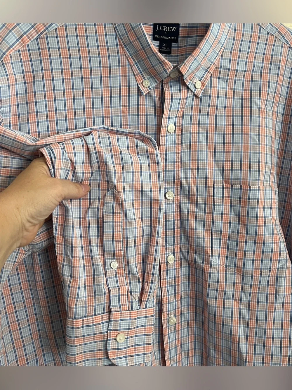 J. Crew Performance Plaid Button Down Shirt Men’s XL Preppy Coastal Office